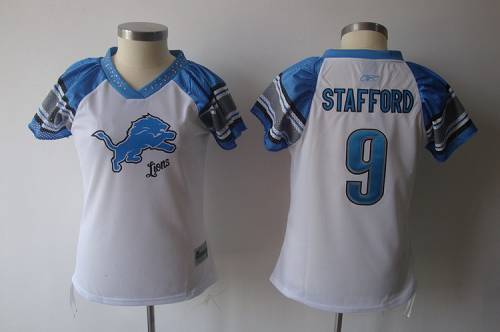 Lions #9 Matthew Stafford White 2011 Women's Field Flirt Stitched NFL Jersey - Click Image to Close